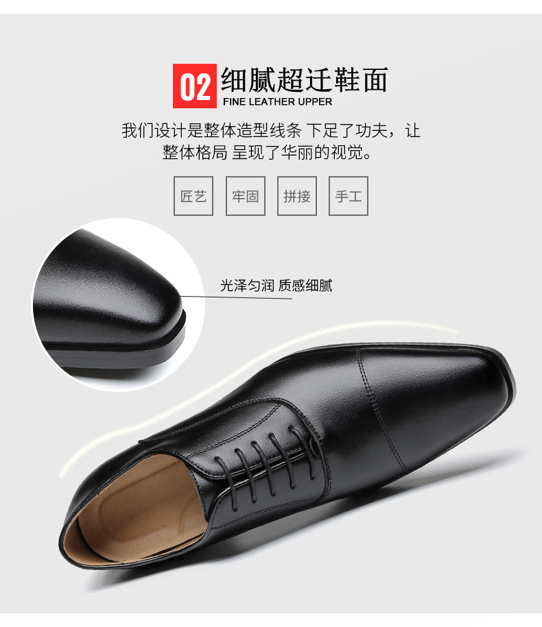Men's 2024 New British Japanese Style Three-piece Toe Business Formal Laced Gentleman Office Work Derby Shoes HK60