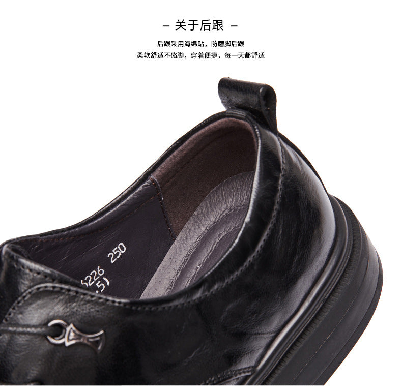 Men's Top Grain Leather Shoes Genuine Leather Breathable Soft Soles British Round Toe Business Formal Soft Upper Casual Wedding Shoes HK57