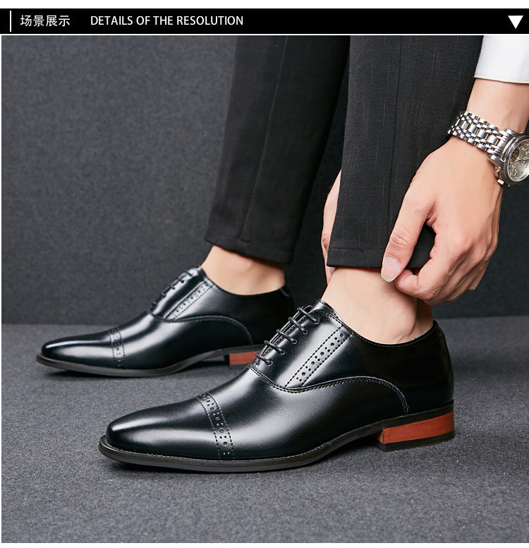 2024 New Men's Genuine Leather British Style Carved Laced Business Formal Three-piece Toe Gentleman's Single Shoes for Youth HK46
