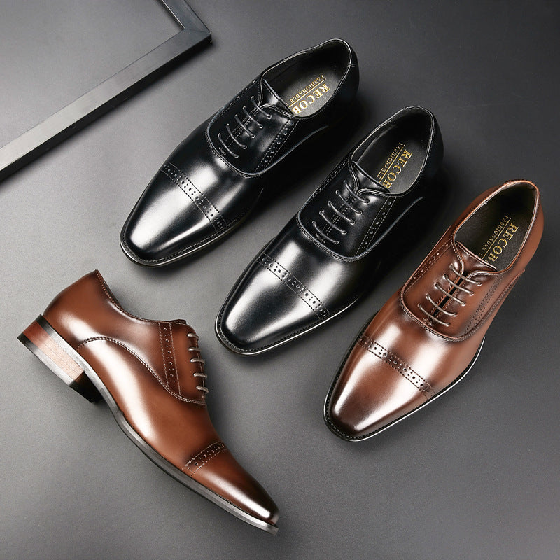 2024 New Men's Genuine Leather British Style Carved Laced Business Formal Three-piece Toe Gentleman's Single Shoes for Youth HK46
