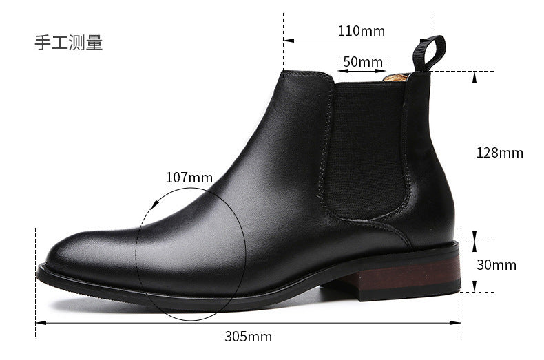 2024 Fall Winter New Top Grain Leather Handmade Shoes Men's Genuine Leather British Chelsea Boots High-top Slip-on HK51