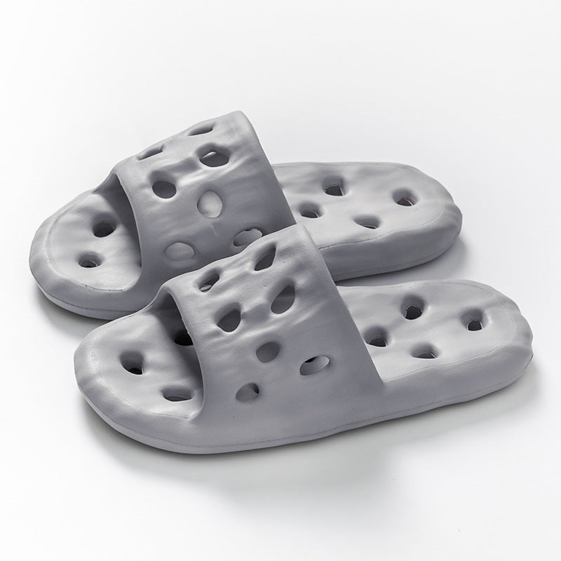 2023 New Women's Bathroom Hollow Slippers Indoor Anti-slip Couple Soft-feel Shower Slippers for Men Wholesale HK21