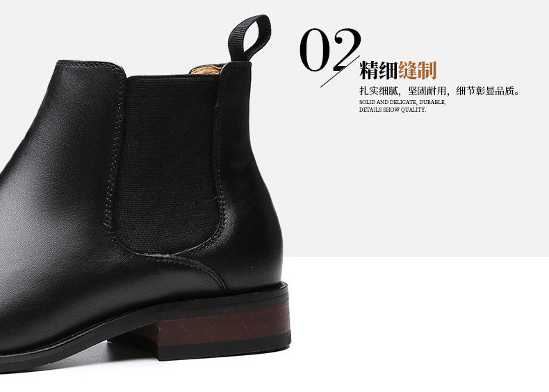 2024 Fall Winter New Top Grain Leather Handmade Shoes Men's Genuine Leather British Chelsea Boots High-top Slip-on HK51