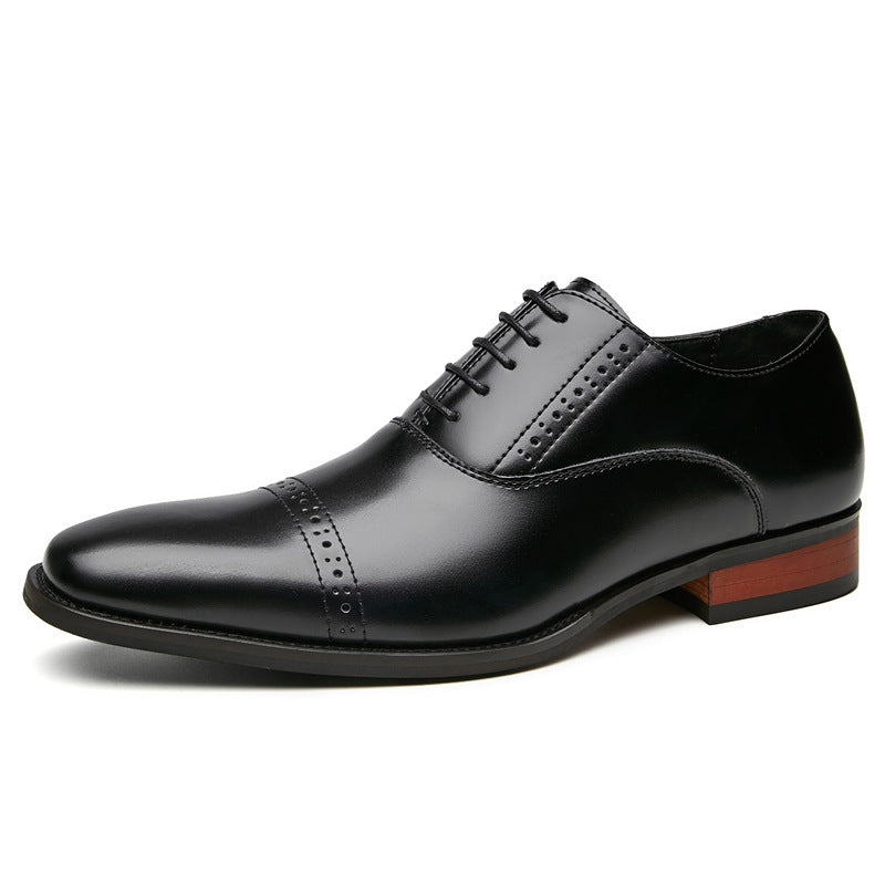 2024 New Men's Genuine Leather British Style Carved Laced Business Formal Three-piece Toe Gentleman's Single Shoes for Youth HK46