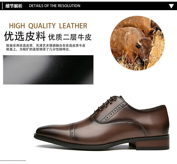 2024 New Men's Genuine Leather British Style Carved Laced Business Formal Three-piece Toe Gentleman's Single Shoes for Youth HK73