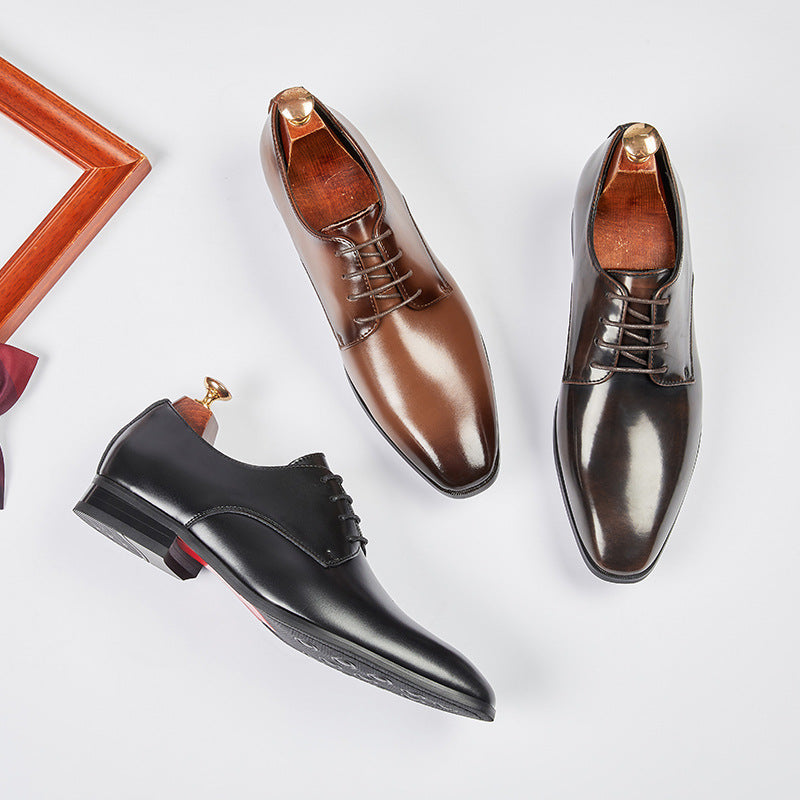 2024 New Men's Genuine Leather Business Formal Shoes Simple Summer Pointed British Style Derby Wedding Shoes for Groom HK100