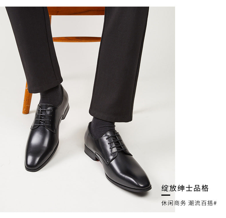 2024 New Men's Genuine Leather Business Formal Shoes Simple Summer Pointed British Style Derby Wedding Shoes for Groom HK100