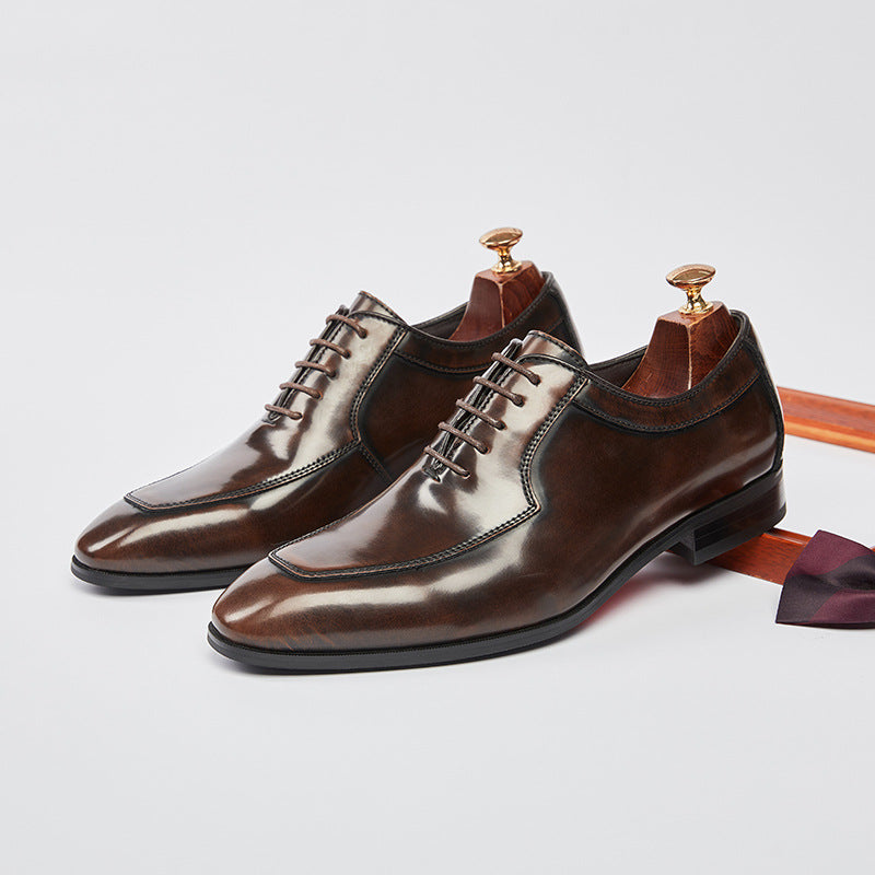 2024 New Handmade Oxford Shoes Men's Genuine Leather Business British Style Formal Groom Wedding Shoes HK107
