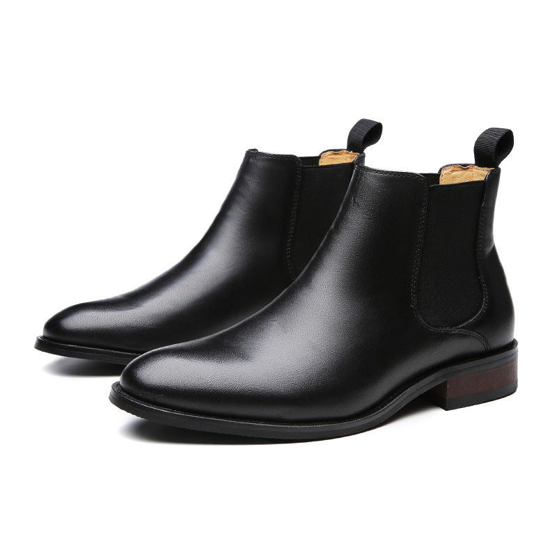 2024 Fall Winter New Top Grain Leather Handmade Shoes Men's Genuine Leather British Chelsea Boots High-top Slip-on HK105