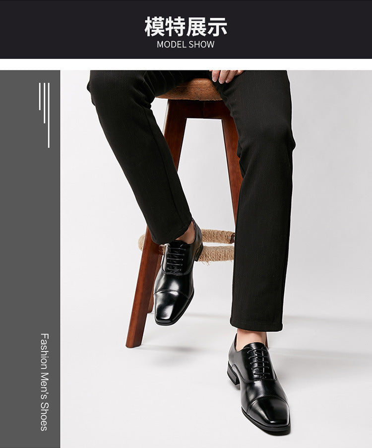 2024 New Japanese Business Genuine Leather Formal Shoes Men's Laced Officer Wedding Shoes Three-piece Toe Oxford British Style HK82