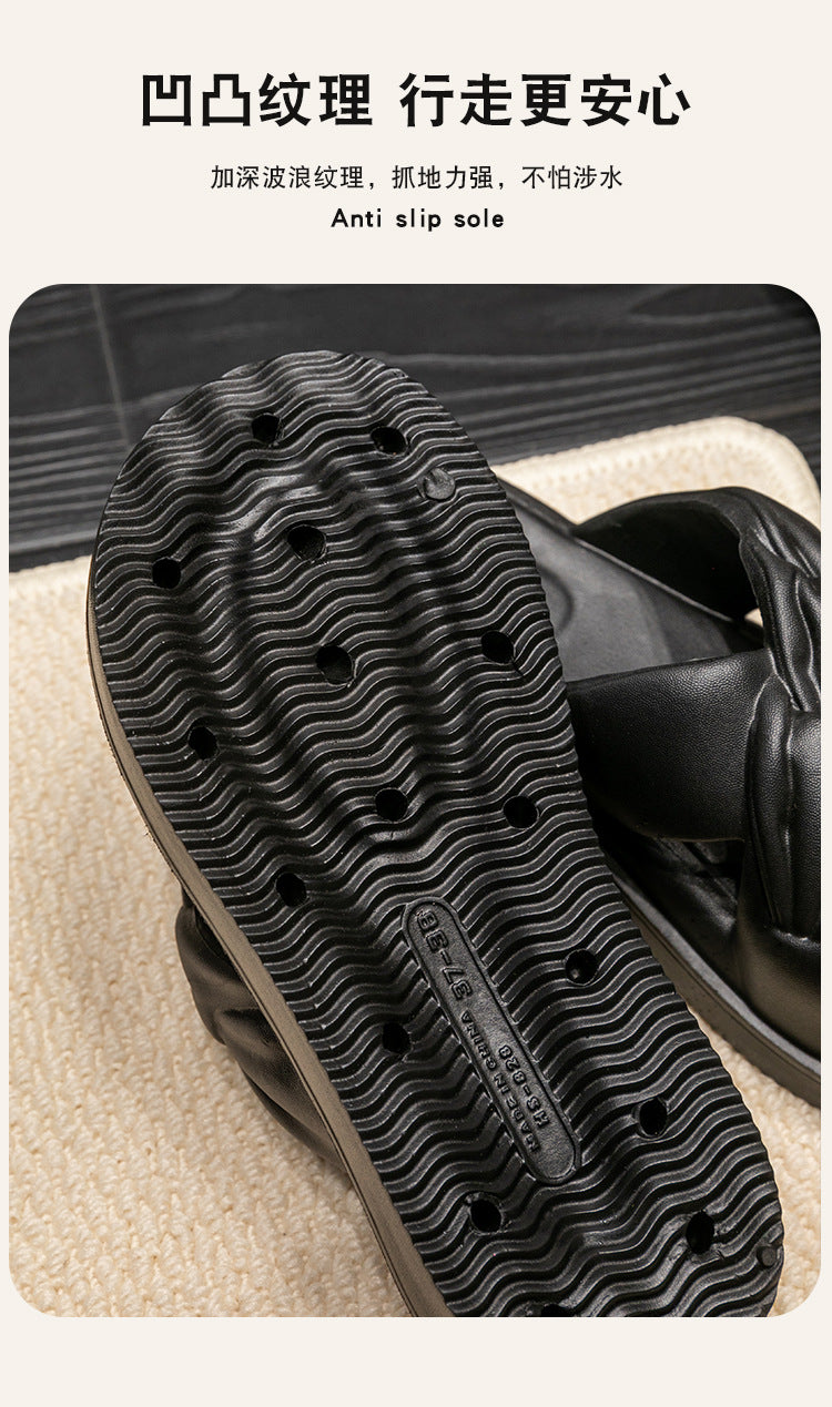 Soft-feel Slippers for Women 2024 Summer New Thick Soles Height-increasing Indoor Anti-slip Outdoor Beach Slippers HK17