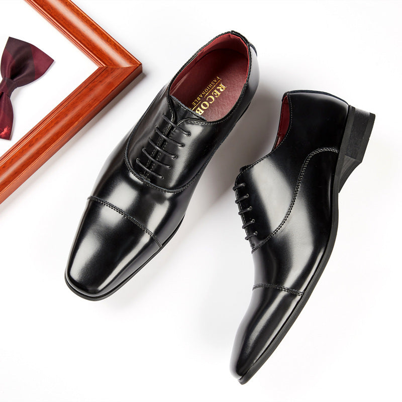 2024 New Japanese Business Genuine Leather Formal Shoes Men's Laced Officer Wedding Shoes Three-piece Toe Oxford British Style HK82