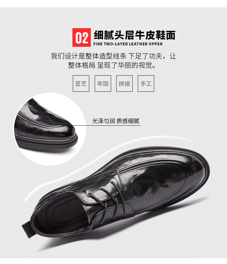 Men's Top Grain Leather Shoes Genuine Leather Breathable Soft Soles British Round Toe Business Formal Soft Upper Casual Wedding Shoes HK57