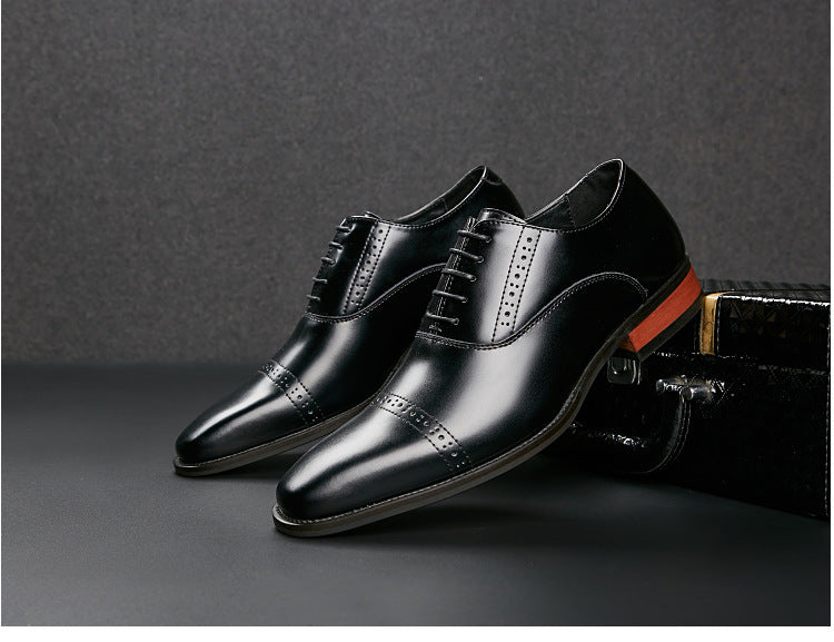 2024 New Men's Genuine Leather British Style Carved Laced Business Formal Three-piece Toe Gentleman's Single Shoes for Youth HK73