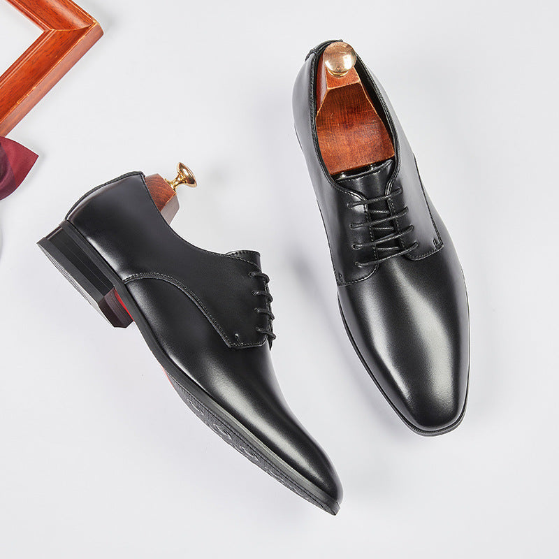 2024 New Men's Genuine Leather Business Formal Shoes Simple Summer Pointed British Style Derby Wedding Shoes for Groom HK100