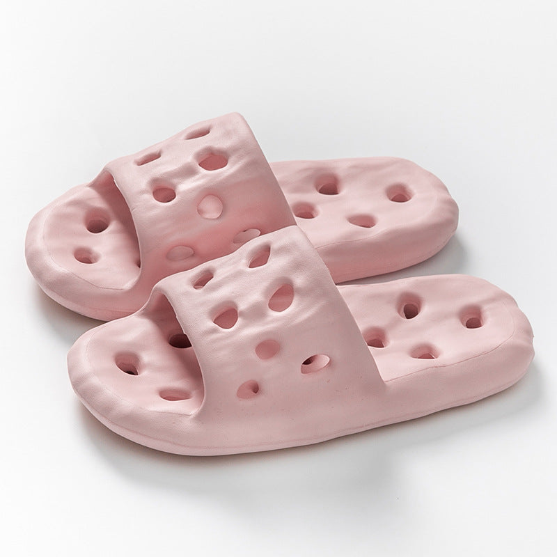 2023 New Women's Bathroom Hollow Slippers Indoor Anti-slip Couple Soft-feel Shower Slippers for Men Wholesale HK21