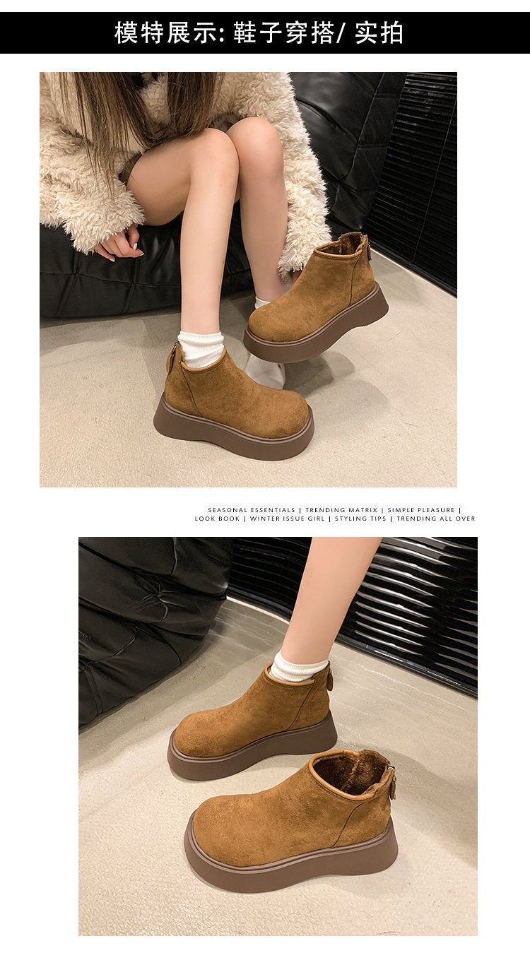 Platform Height-increasing Women's Birkenstocks Dr.Martens 2024 New Fall Winter Fleece-lined Snow Boots Short Boots Winter Shoes  HK36
