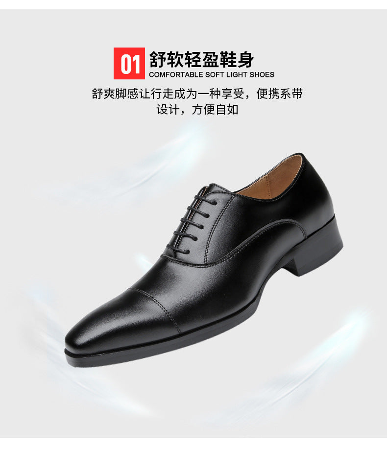 Men's 2024 New British Japanese Style Three-piece Toe Business Formal Laced Gentleman Office Work Derby Shoes  HK60
