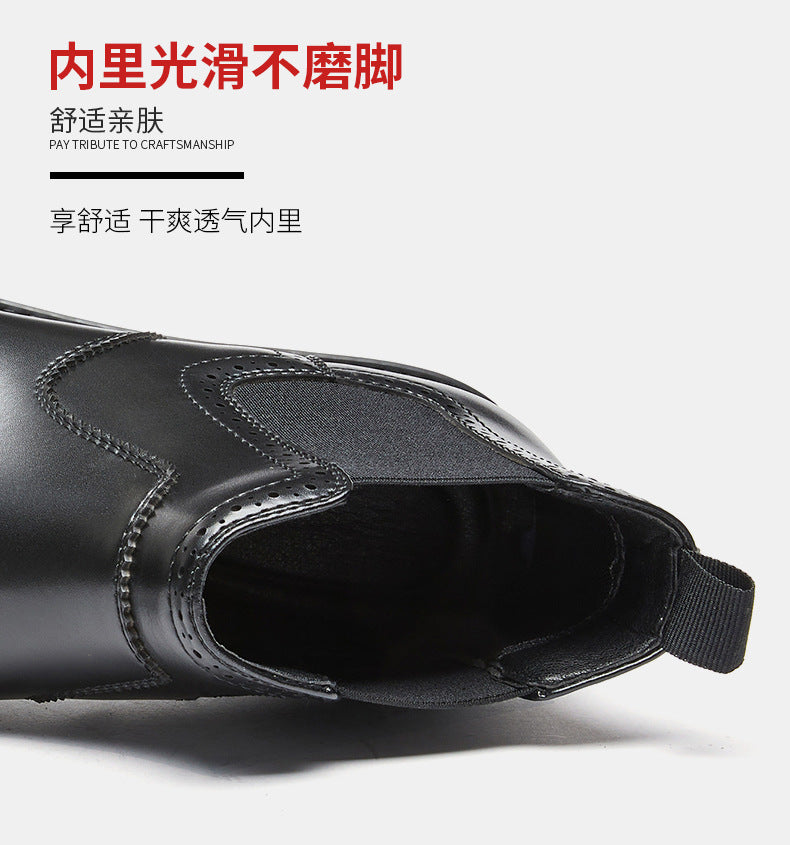 Fall Winter Simple British Style Genuine Leather Business Casual Chelsea Boots Men's High-top Tube Boots Trendy Dr. Martens  HK55