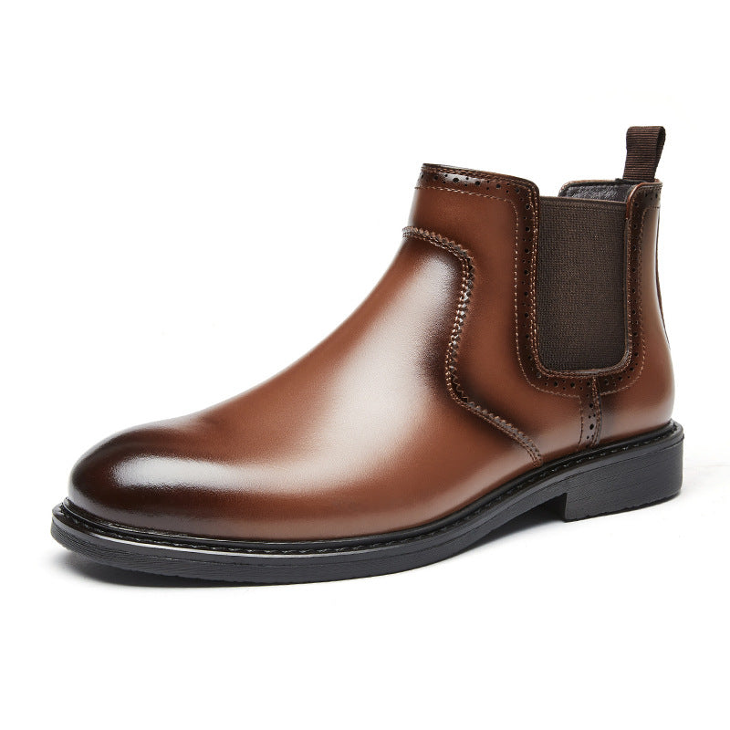 Fall Winter Simple British Style Genuine Leather Business Casual Chelsea Boots Men's High-top Tube Boots Trendy Dr. Martens  HK55