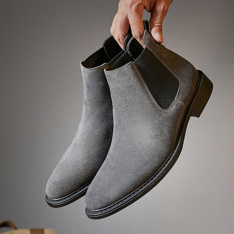 Men's Genuine Leather British Style Dr.Martens High-top Leather Shoes Suede Mid-top Short Boots Scuffed Chelsea Boots  HK59