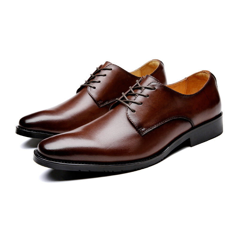 2024 New Handmade Men's Shoes Top Grain Leather Formal Business Leather Shoes Soft Soles Genuine Derby British Style Pointed Toe HK48