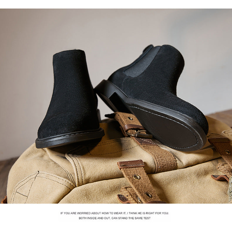 Men's Genuine Leather British Style Dr.Martens High-top Leather Shoes Suede Mid-top Short Boots Scuffed Chelsea Boots  HK59