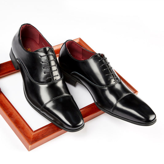 2024 New Japanese Business Genuine Leather Formal Shoes Men's Laced Officer Wedding Shoes Three-piece Toe Oxford British Style HK49