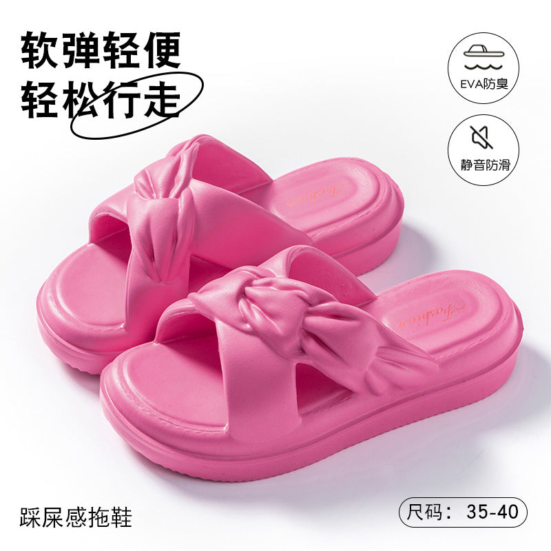 Soft-feel Slippers for Women 2024 Summer New Thick Soles Height-increasing Indoor Anti-slip Outdoor Beach Slippers HK17