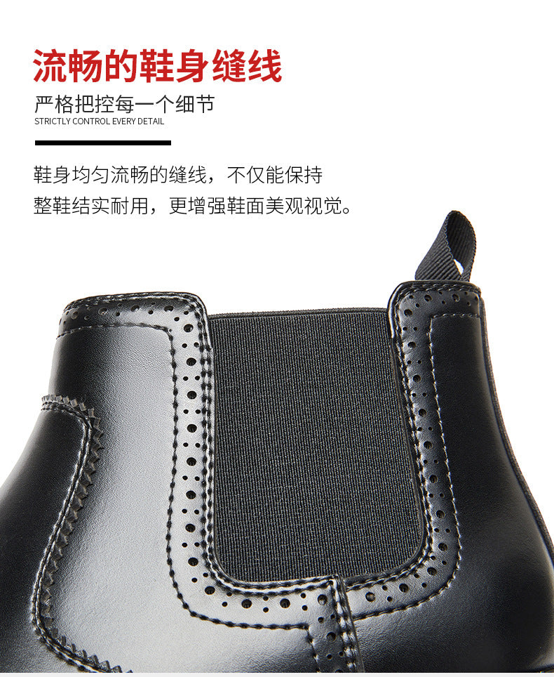 Fall Winter Simple British Style Genuine Leather Business Casual Chelsea Boots Men's High-top Tube Boots Trendy Dr. Martens  HK55