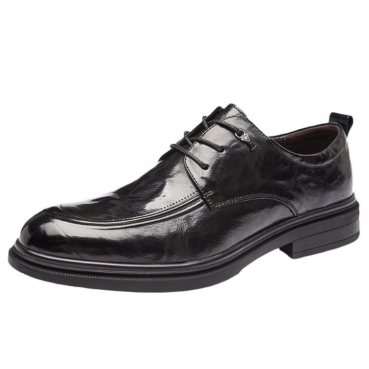 Men's Top Grain Leather Shoes Genuine Leather Breathable Soft Soles British Round Toe Business Formal Soft Upper Casual Wedding Shoes  HK57