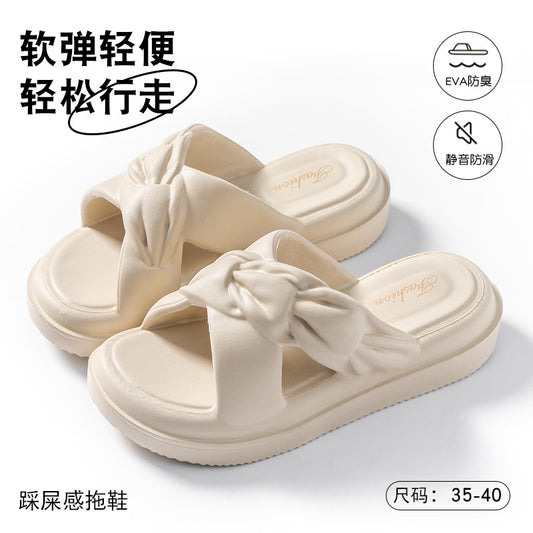 Soft-feel Slippers for Women 2024 Summer New Thick Soles Height-increasing Indoor Anti-slip Outdoor Beach Slippers HK17