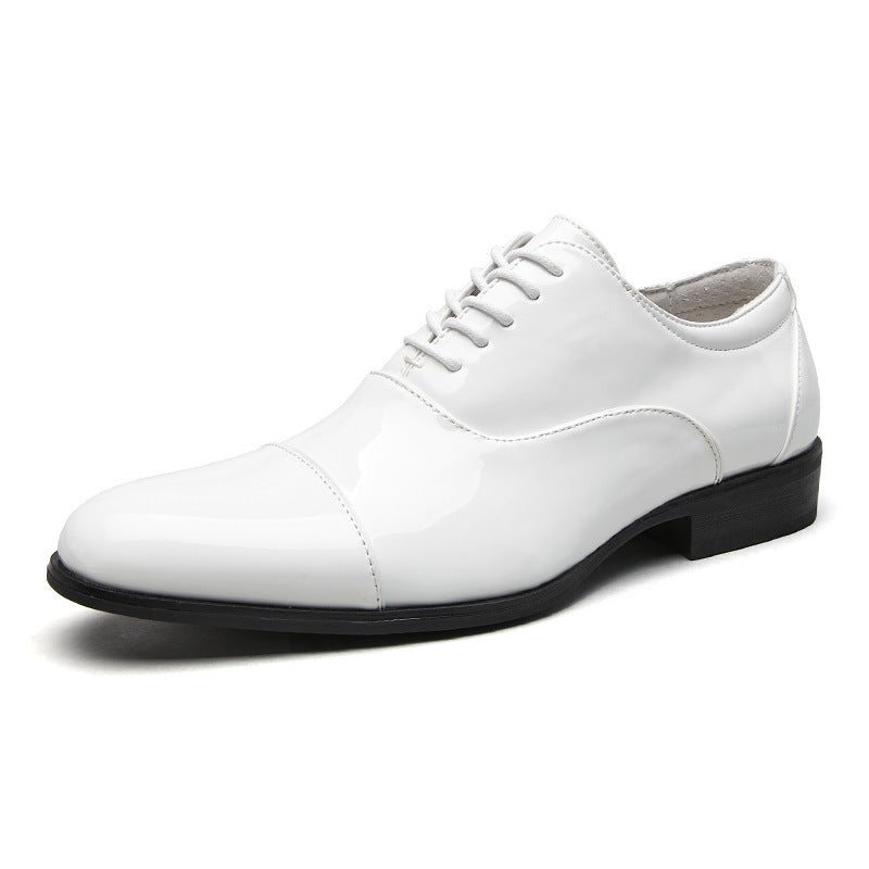 British 2024 New Spring Summer Patent Leather Shiny Men's Shoes Three-piece Toe Business Formal Oxford Youth Wedding  HK99