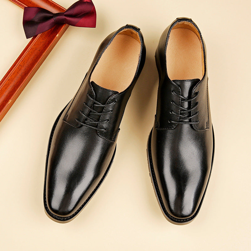 2024 New Handmade Men's Shoes Top Grain Leather Formal Business Leather Shoes Soft Soles Genuine Derby British Style Pointed Toe HK83