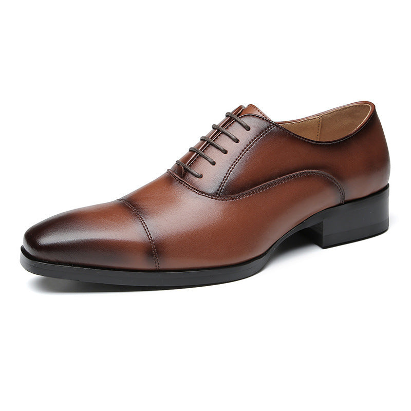 Men's 2024 New British Japanese Style Three-piece Toe Business Formal Laced Gentleman Office Work Derby Shoes  HK60