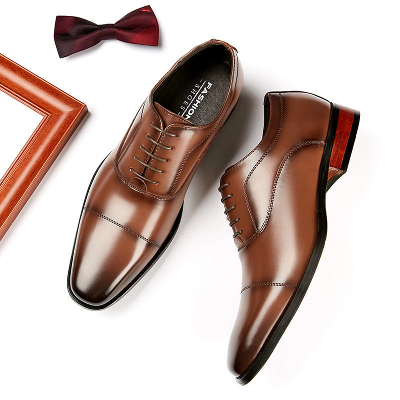 Japanese 2024 New Genuine Leather Business Shoes for Men Three-piece Toe Formal Shoes Pointed Toe Office Wedding Oxford Shoes with Wood HK92