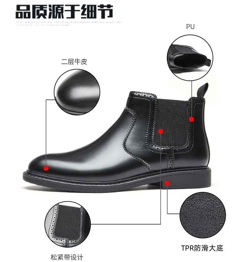 Fall Winter Simple British Style Genuine Leather Business Casual Chelsea Boots Men's High-top Tube Boots Trendy Dr. Martens  HK78