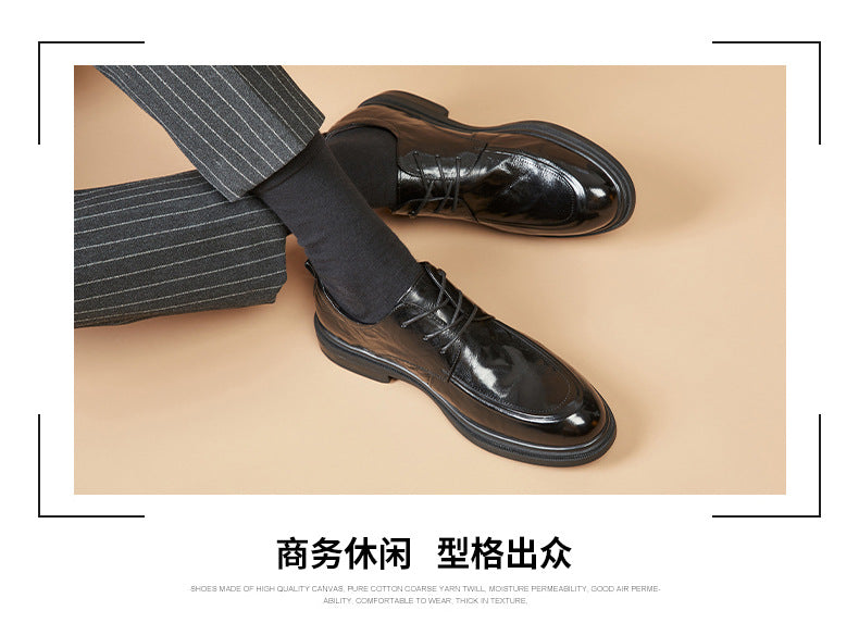 Men's Top Grain Leather Shoes Genuine Leather Breathable Soft Soles British Round Toe Business Formal Soft Upper Casual Wedding Shoes  HK57