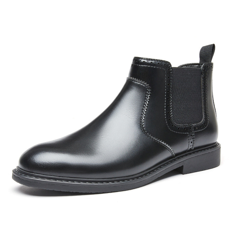 Fall Winter Simple British Style Genuine Leather Business Casual Chelsea Boots Men's High-top Tube Boots Trendy Dr. Martens  HK55