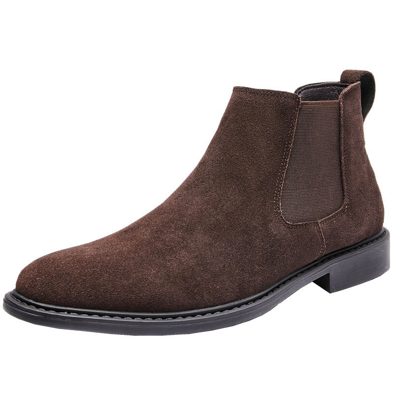 Men's Genuine Leather British Style Dr.Martens High-top Leather Shoes Suede Mid-top Short Boots Scuffed Chelsea Boots  HK59