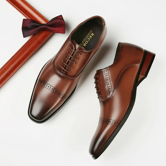 2024 New Men's Genuine Leather British Style Carved Laced Business Formal Three-piece Toe Gentleman's Single Shoes for Youth HK73