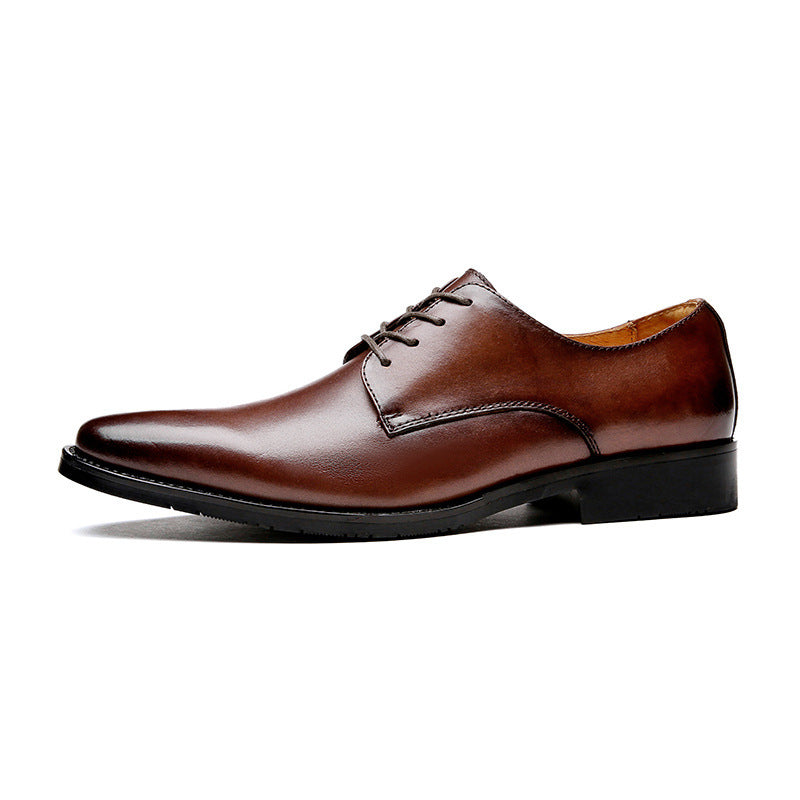 2024 New Handmade Men's Shoes Top Grain Leather Formal Business Leather Shoes Soft Soles Genuine Derby British Style Pointed Toe HK106