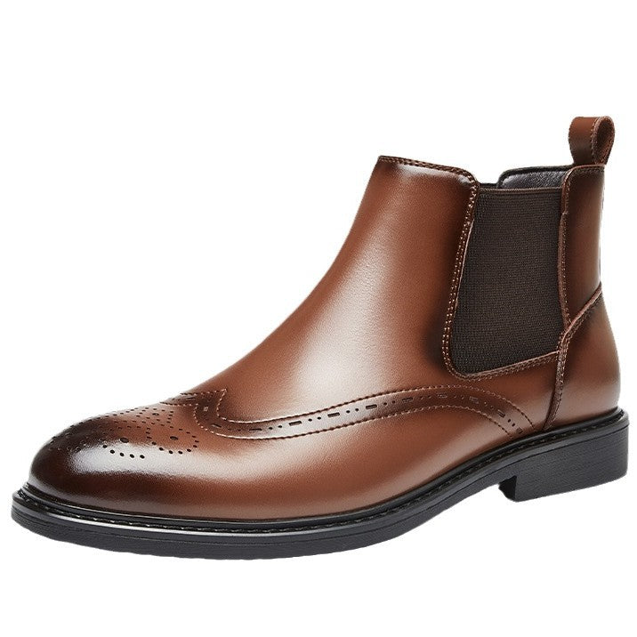 Men's British Style Chelsea Dr.Martens Business High-top Leather Shoes Genuine Leather British Tube Short Boots Casual Spring Autumn  HK111