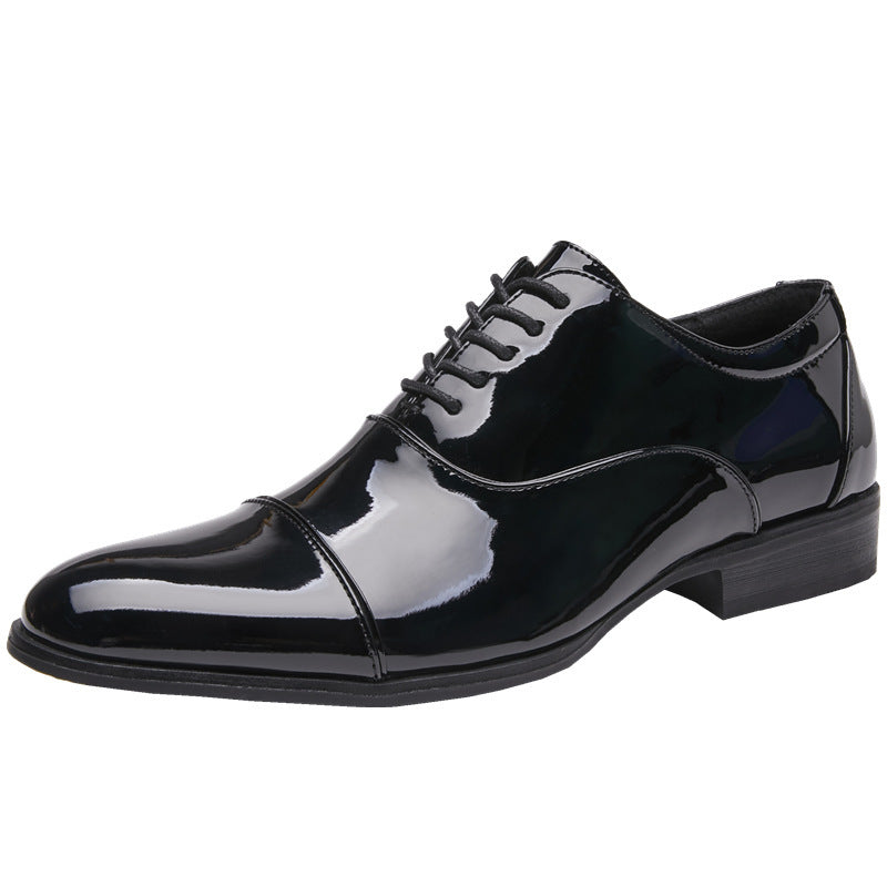 British 2024 New Spring Summer Patent Leather Shiny Men's Shoes Three-piece Toe Business Formal Oxford Youth Wedding  HK90