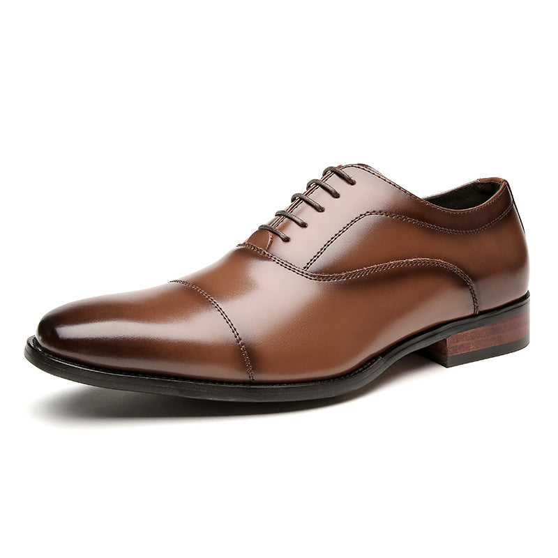 2024 New Genuine Leather Business Shoes for Men Three-piece Toe Formal Shoes Pointed Toe Office Wedding Oxford Shoes with Wood HK101