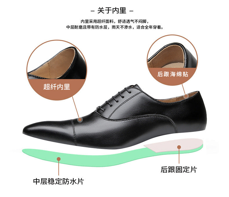 Men's 2024 New British Japanese Style Three-piece Toe Business Formal Laced Gentleman Office Work Derby Shoes  HK72