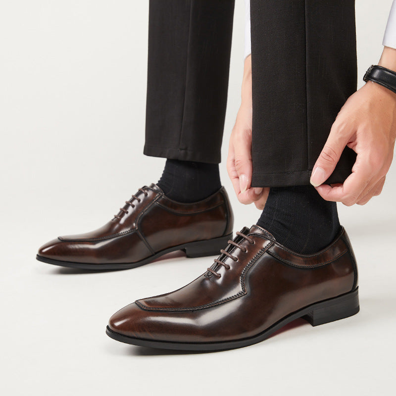 2024 New Handmade Oxford Shoes Men's Genuine Leather Business British Style Formal Groom Wedding Shoes HK107