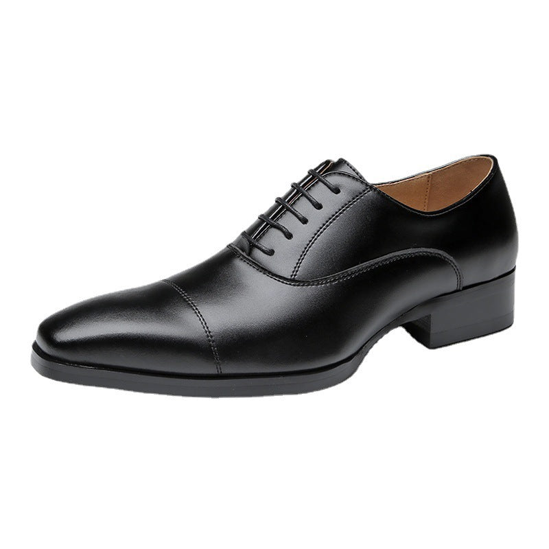 Men's 2024 New British Japanese Style Three-piece Toe Business Formal Laced Gentleman Office Work Derby Shoes  HK115