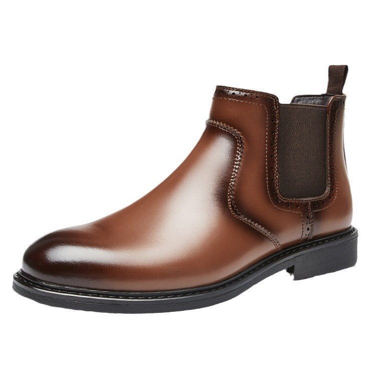 Fall Winter Simple British Style Genuine Leather Business Casual Chelsea Boots Men's High-top Tube Boots Trendy Dr. Martens  HK55