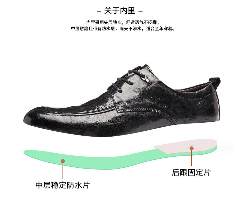 Men's Top Grain Leather Shoes Genuine Leather Breathable Soft Soles British Round Toe Business Formal Soft Upper Casual Wedding Shoes  HK57